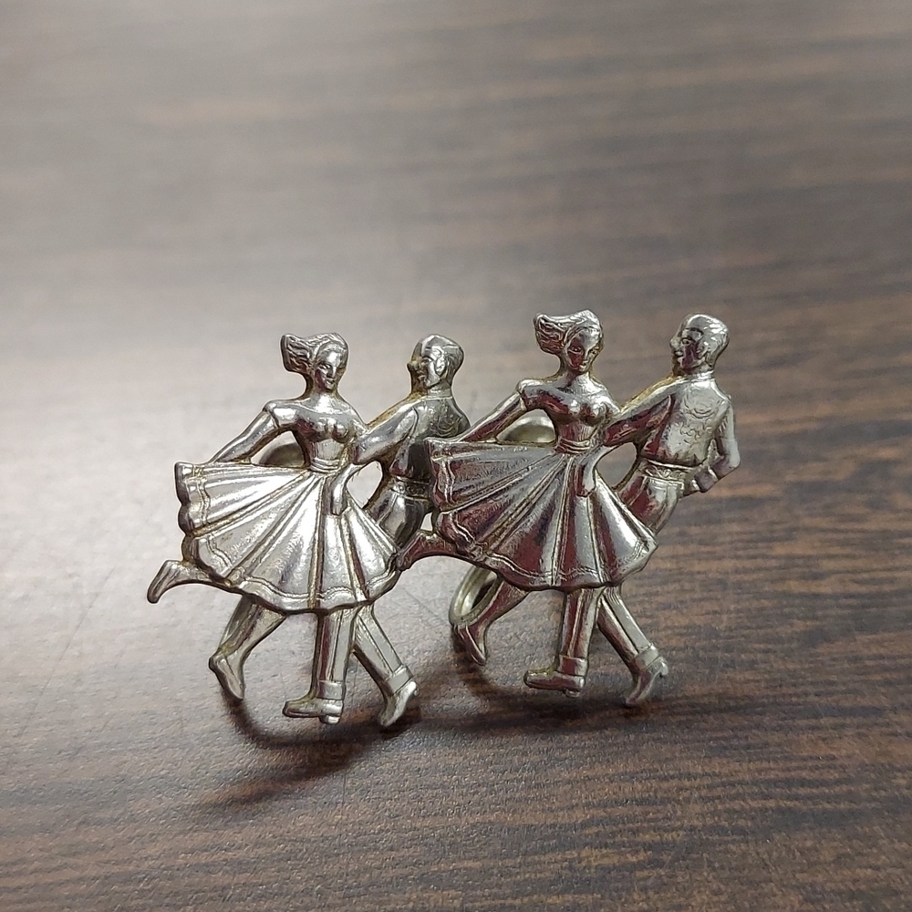 VINTAGE Screwback Silver Dancers Earrings